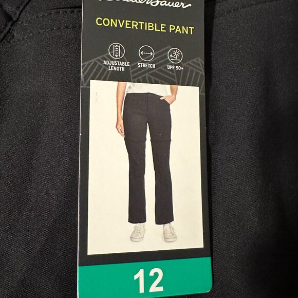 New Eddie Bauer Convertible Pant Women's Size 12 Black Adjustable Length UPF 50+ - Picture 6 of 13